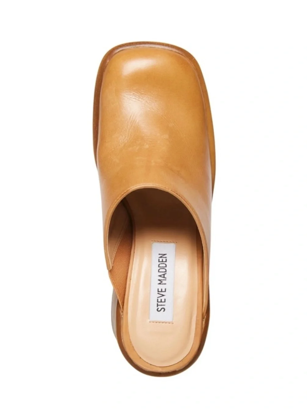Steve Madden Flirtie Tan Leather Clogs Platform Mules Size 8 Square Toe 90s